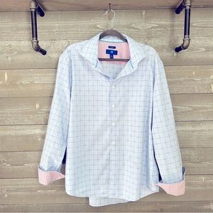 Men’s Egara Plaid Casual Button Down Non-Iron Dress Shirt Size XL EUC